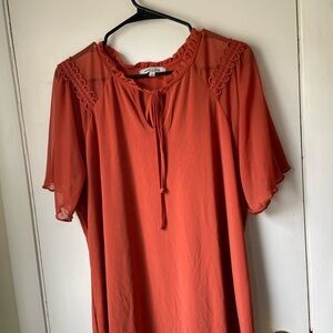 Emma & Olive Orange Dress with Tie Detail